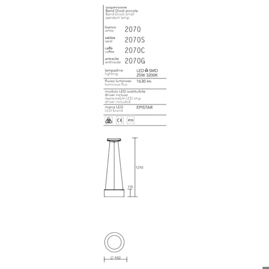 Affralux band diodi 45cm sabbia lampadario a sospensione cerchio led