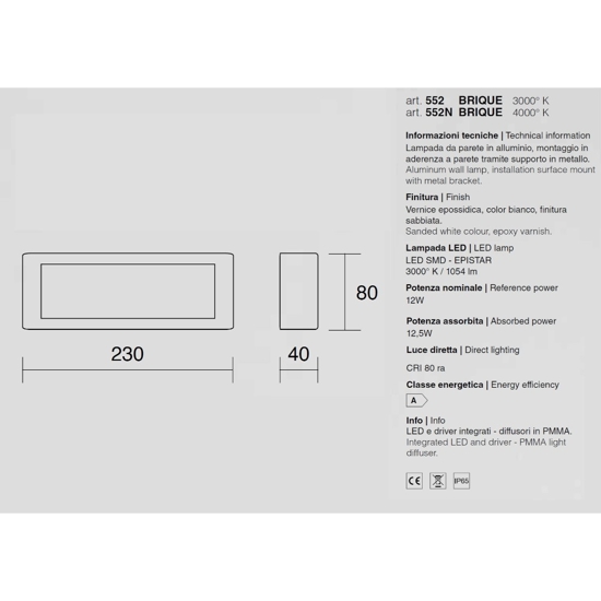 Applique per esterno bianco moderna isyluce 12w 4000k