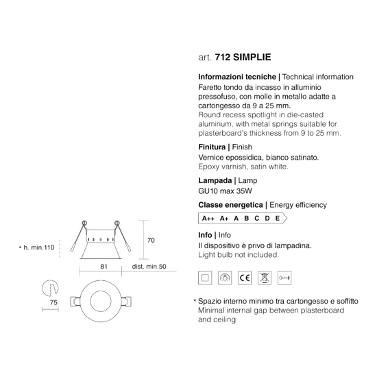 Faretto da incasso isyluce rotondo bianco per controsoffitto