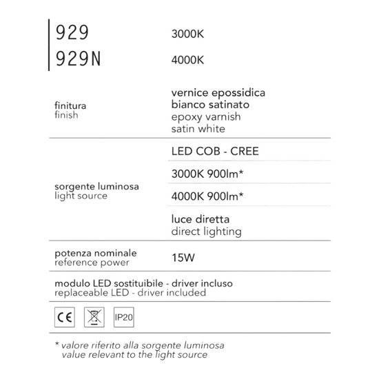 Isyluce faretto da soffitto led 15w 4000k cilindro bianco