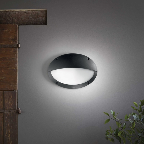 Ideal lux medea-2 ap1 applique per esterno ovale in resina nero ip66