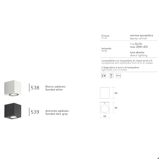 Applique per esterni moderni cubo bianco luce mono emissione