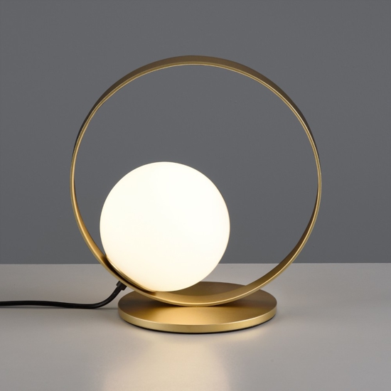 Abat jour lampada oro per comodino sfera vetro bianco led 5w 3000k