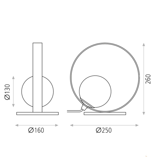 Abat jour lampada oro per comodino sfera vetro bianco led 5w 3000k