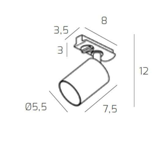 Faretto led bianco per binario monofase gu10