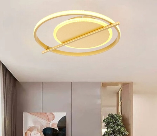 Plafoniera da soffitto led 36w 3000k oro design moderna