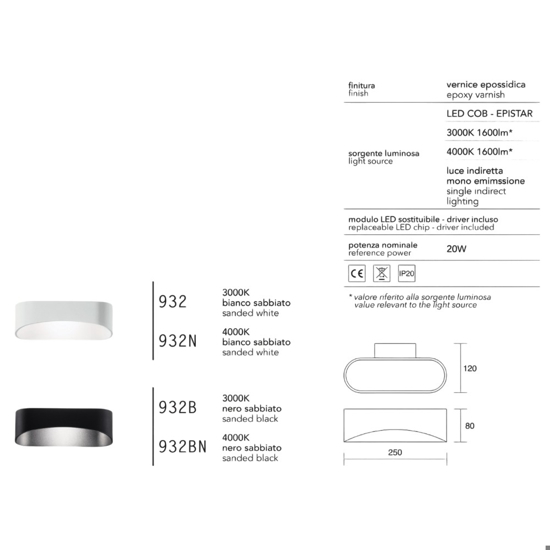 Isyluce applique led 20w 4000k bianco moderna per interni