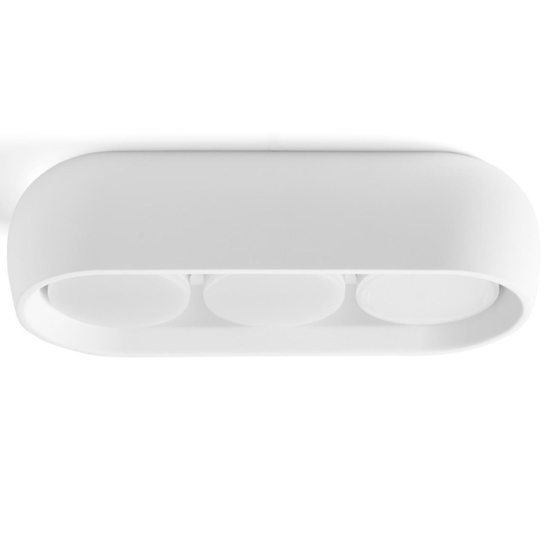 Plafoniera ovale design moderna di gesso bianco 3 luci sforzin mysia