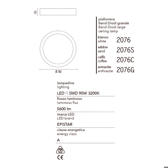 Plafoniera led 90w 3200k caffe moderna affralux band diodi