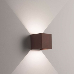 Isyluce applique led cubo 16w 3000k corten da esterno