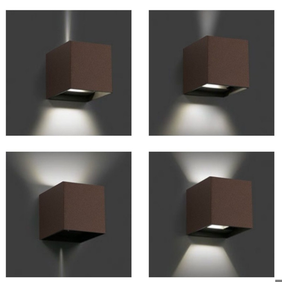 Isyluce applique lampada da esterno cubo 16w 4000k corten