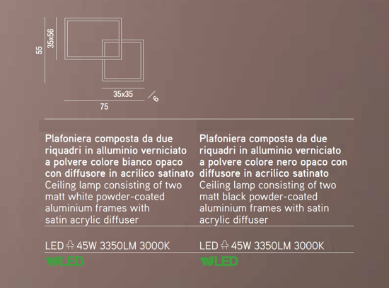 Plafoniere led 45w 3000k 4000k 6000k cct bianca design moderna perenz cross