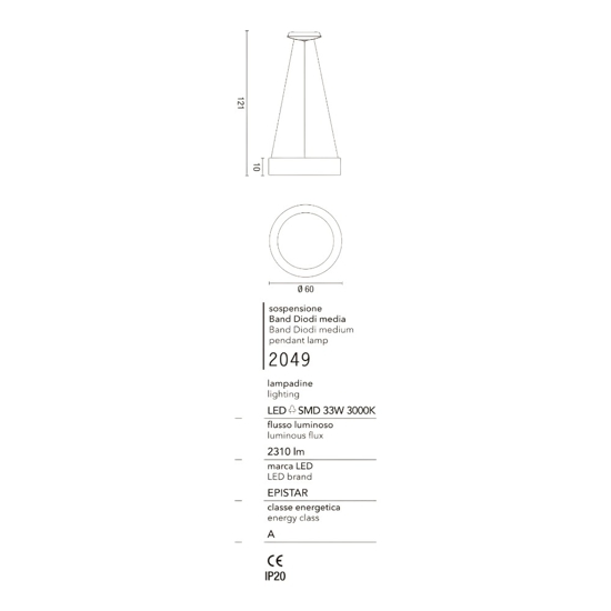 Affralux band diodi lampadario a sospensione cerchio led 60cm marrone caffe