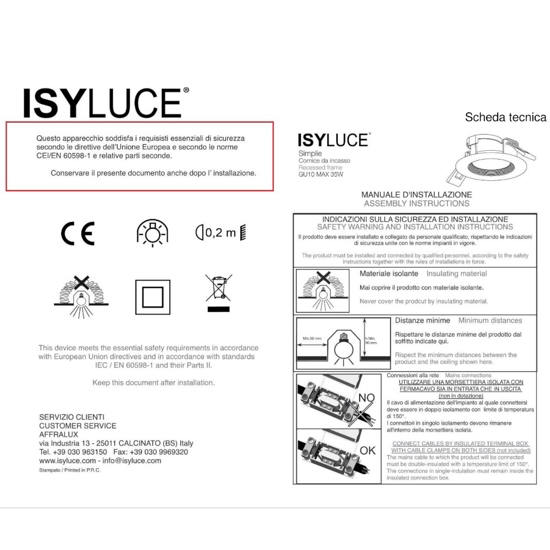 Faretto isyluce rotondo da incasso per cartongesso nero