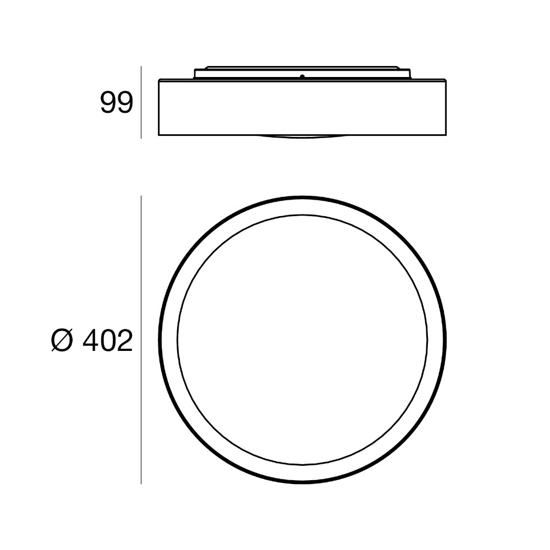 Linea light crew 2 plafoniera led 3000k metallo 40cm bicolore bianco nero