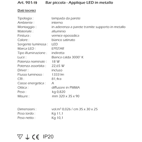 Isyluce applique led 18w 3000k rettangolare moderna bianco