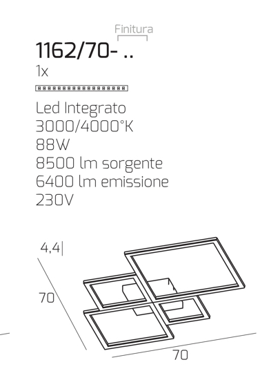 Plafoniera led 88w bianca 3000k 4000k moderna