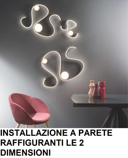 Plafoniera design moderna snake 65 silver ondaluce 26w 3000k dimmerabile