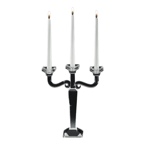 Candelabro tre bracci di vetro cristallo trasparente da tavola