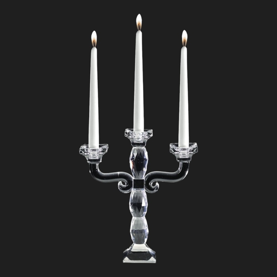 Candelabro candeliere di vetro cristallo tre fiamme classico da tavola