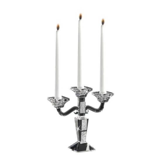 Candeliere candelabro da tavola vetro cristallo inserti foglia argento 3 fiamme