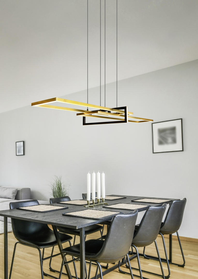 Lampadario per tavolo da soggiorno oro led 34w 3000k dimmerabile