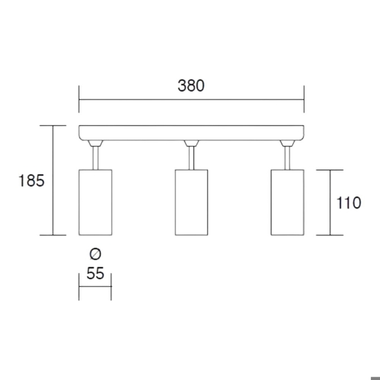 Plafoniera con 3 faretti led neri orientabili isyluce