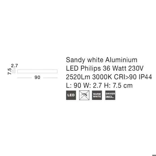 Applique led 36w 3000k rettangolare bianco