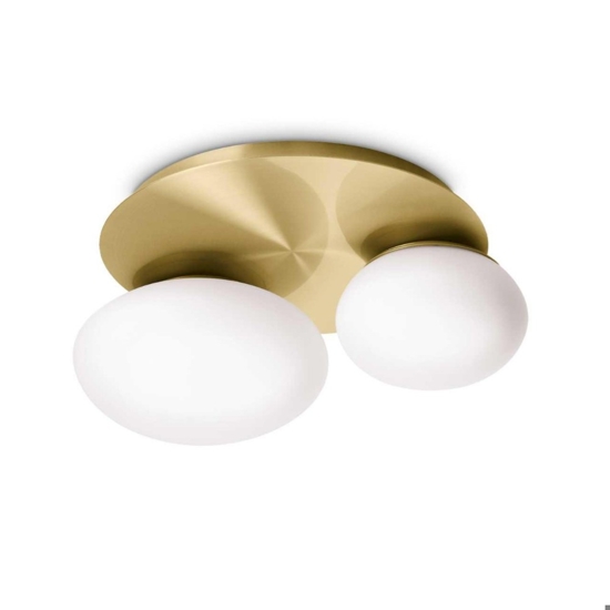 Ninfea pl2 ideal lux plafoniera moderna due luci ottone vetro bianco per ingresso