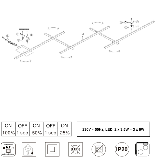 Plafoniera per soggiorno moderno led 3000k dimmerabile luminosa