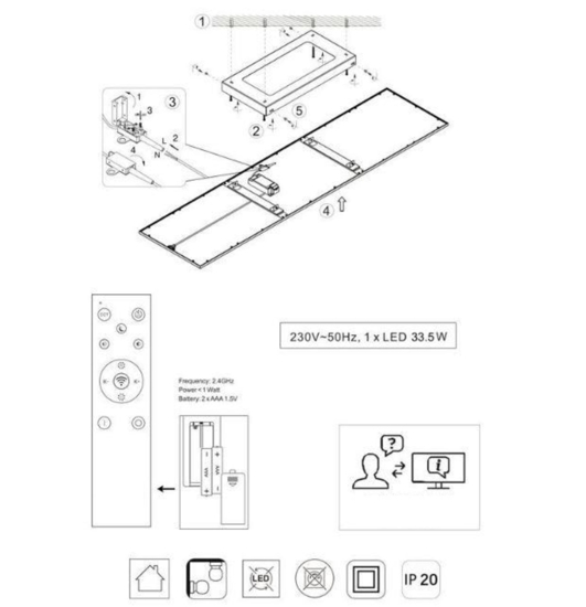 Pannello plafoniera led 119x29 dimmerabile 2700k-6500k