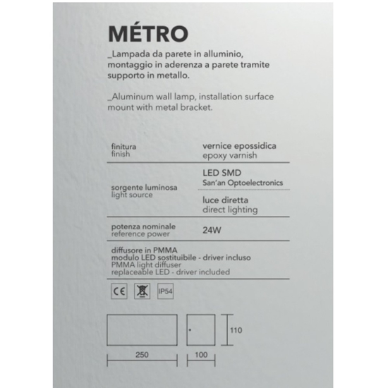 Isyluce metro applique da esterno  24w 4000k bianco