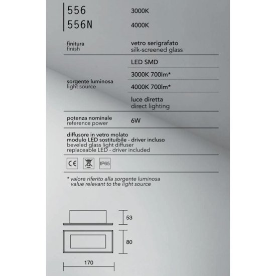 Segnapasso in vetro led vetronotte affralux 6w 3000k da incasso