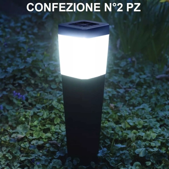 Lampioncini  da giardino con pannello solare n2 pezzi led 6000k ip44