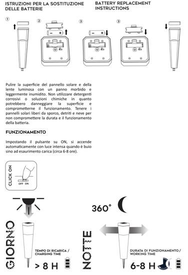 Lampioncini  da giardino con pannello solare n2 pezzi led 6000k ip44