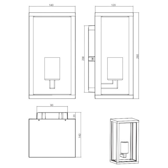 Applique per esterno rettangolare lanterna antracite