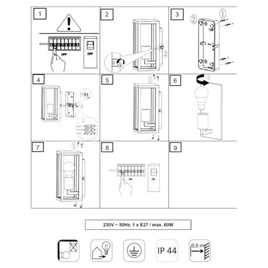 Applique per esterno rettangolare lanterna antracite