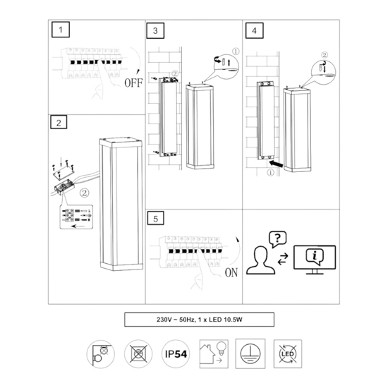 Applique da esterno 10,5w 3000k antracite ip54 rettangolare