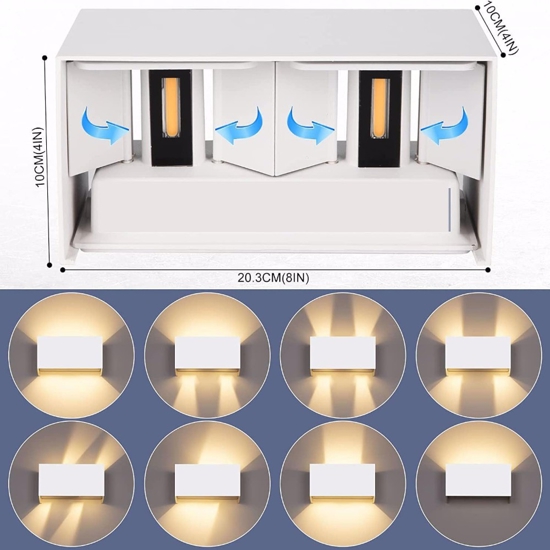 Applique da esterno bianco rettangolare ip65 moderna 3000k 4000k 5000k tricolor