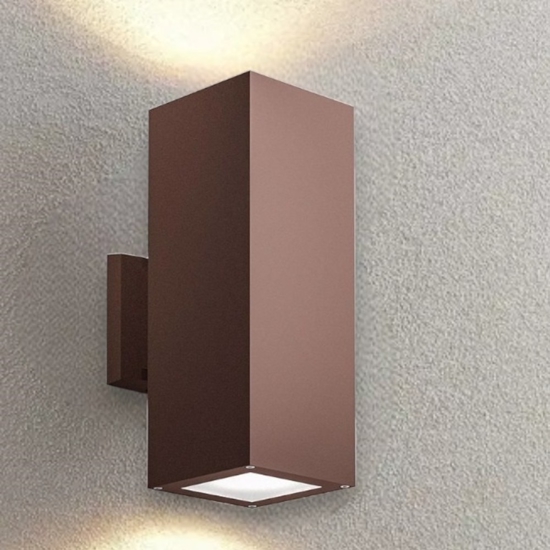 Applique da esterno marrone corten squadrato gea luce