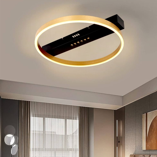 Plafoniera da soffitto led 24w 3000k rotonda moderna nero oro