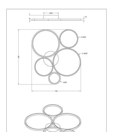 Plafoniera design moderna led 49w nera cerchi 3000k dimmerabile