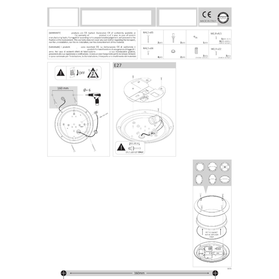 Ideal lux medea-1 ap1 applique da esterno ovale nero ip66