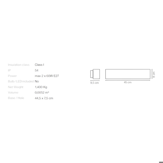 Applique da esterno andromeda ap2 grigio ip54 ideal lux