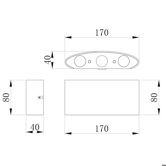 Applique per esterno design moderna bianco ip54 6w 3000k