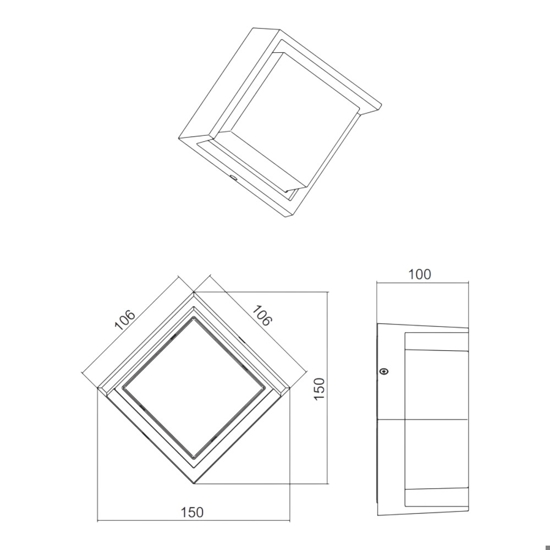 Applique per esterno nero 8w 3000k moderno quadrato