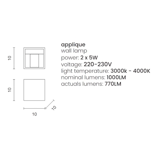 Applique da esterno ondaluce cubo bianco 5w 4000k ip54