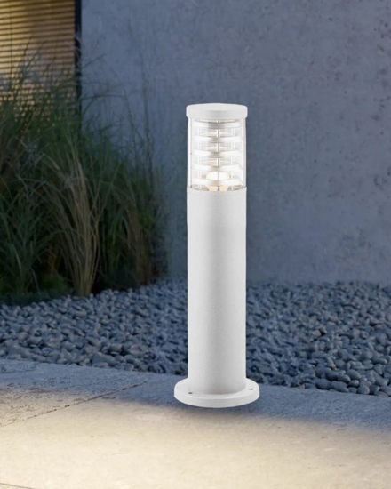 Lampione tronco pt1 h40 bianco da giardino ip65 ideal lux per esterni