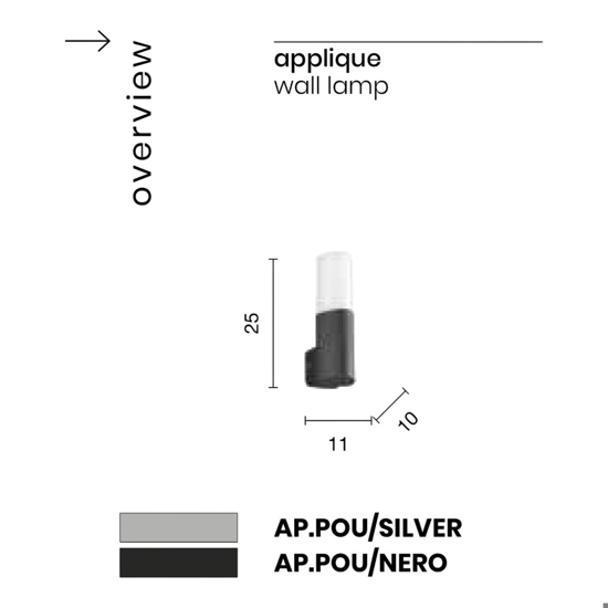 Applique da esterno pou ondaluce ip44 nero