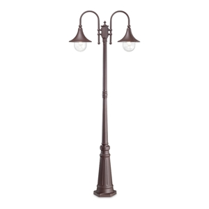 Cima pt2 lampione alto per esterno giardino marrone ip43 due luci ideal lux